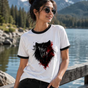 Wolf Spirit Graphic Ringer T-Shirt