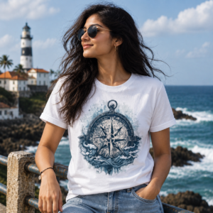 Nautical Compass T-Shirt — Vintage Ocean Exploration Graphic Tee