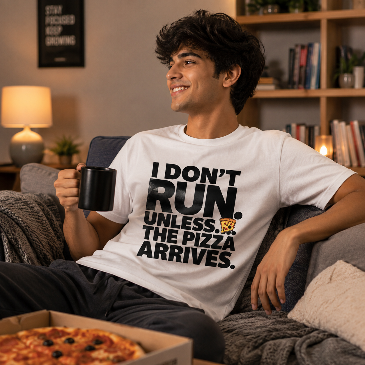 Funny Pizza Quote T-Shirt Cozy Living Room Style - Image 4