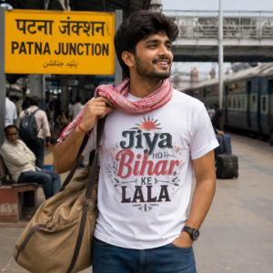 Bihar Pride T-Shirt | White Graphic Tee | Patna Railway Station