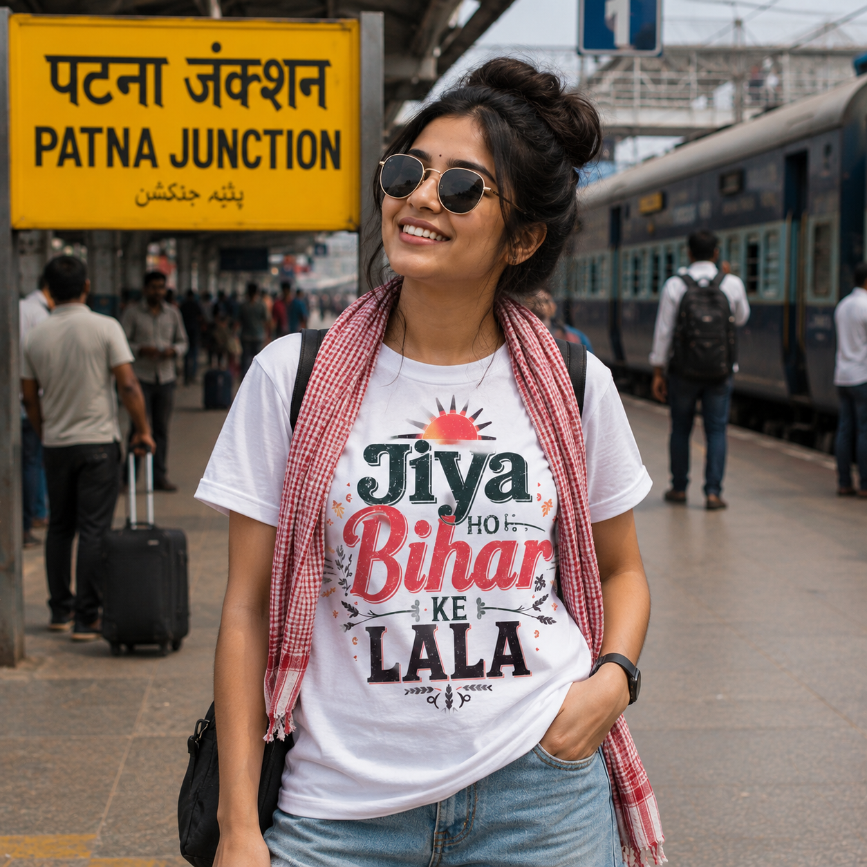 Bihar Pride T-Shirt | White Graphic Tee | Patna Railway Station - Image 3