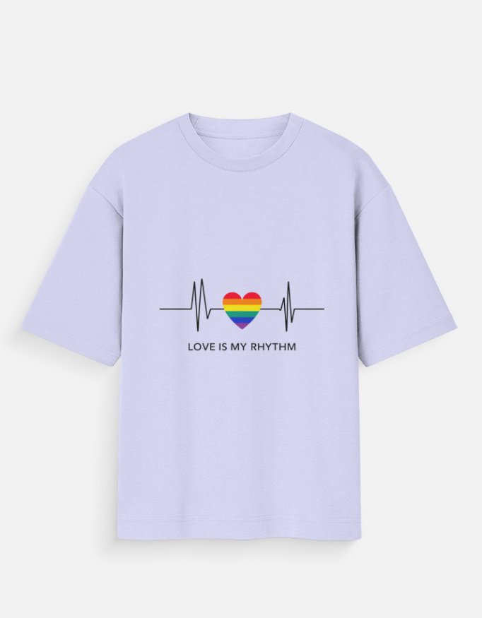 Girl Wearing White Pride Heart T-Shirt in Cozy Cafe - Image 8