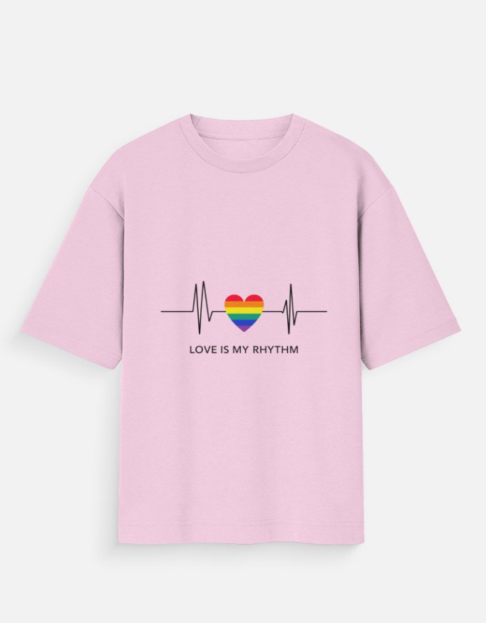 Girl Wearing White Pride Heart T-Shirt in Cozy Cafe - Image 11