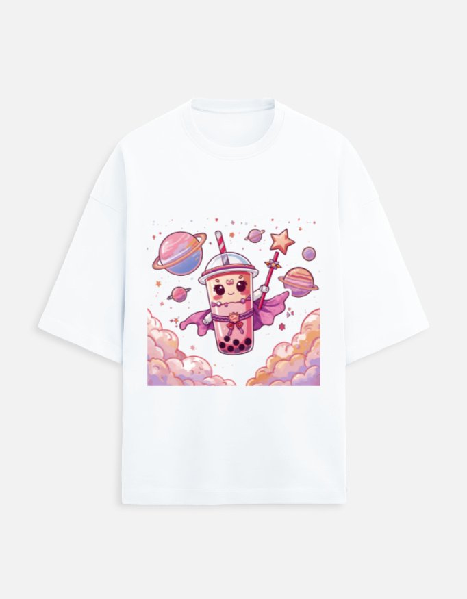 Cute Bubble Tea Graphic T-Shirt | Women's White Tee | Café Aesthetic - Image 2