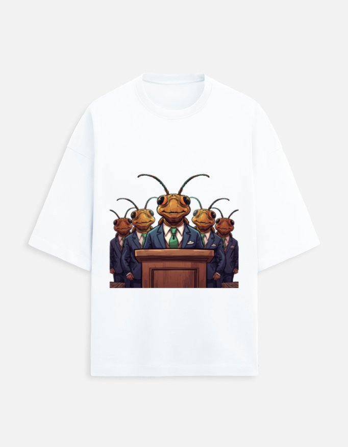 Funny Cockroach Politician Graphic T-Shirt | White Men's Tee | Political Rally Streetwear - Image 9
