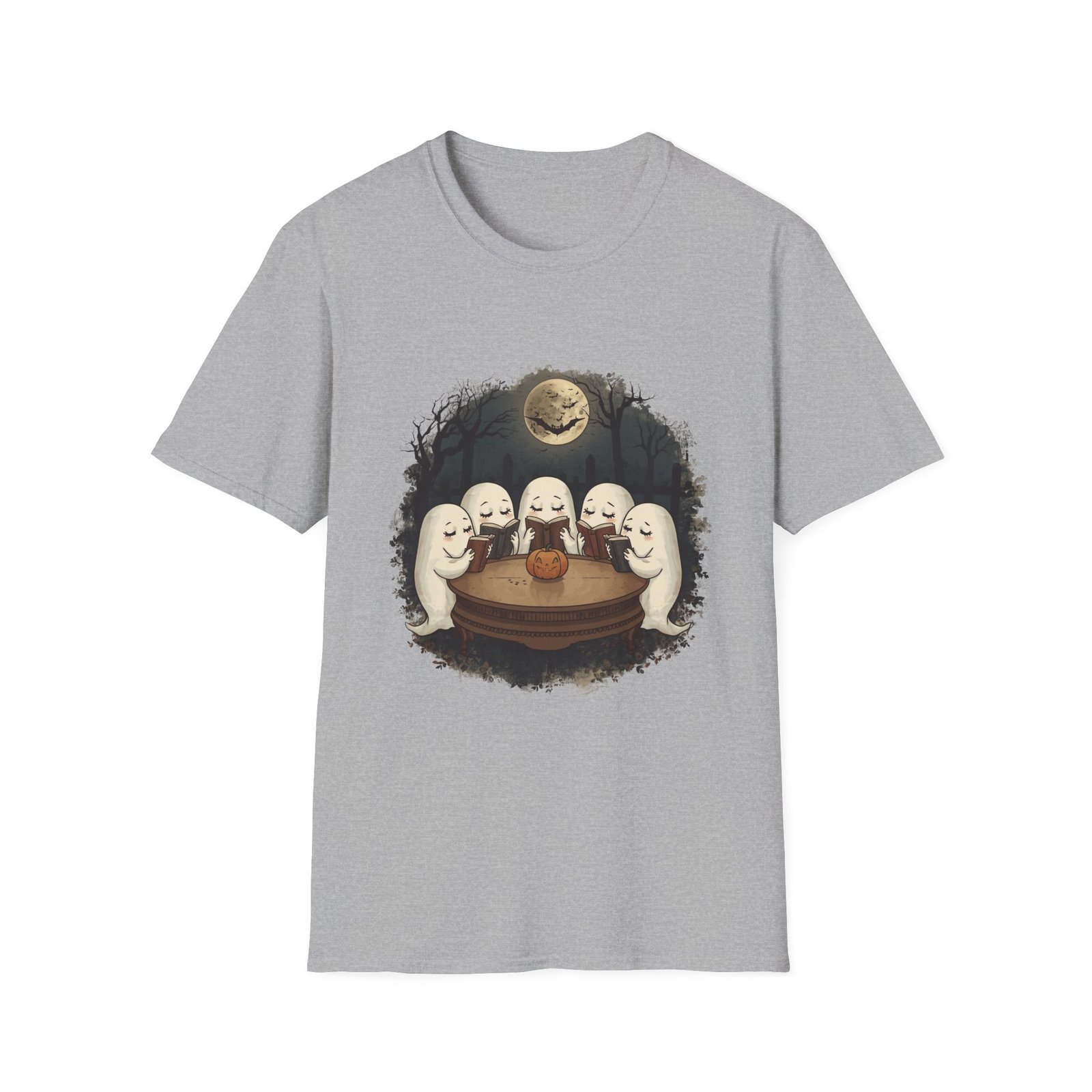 Ghost Book Club T-Shirt | Cute Halloween Reading Ghosts Tee | Spooky Fall Unisex Shirt - Image 16