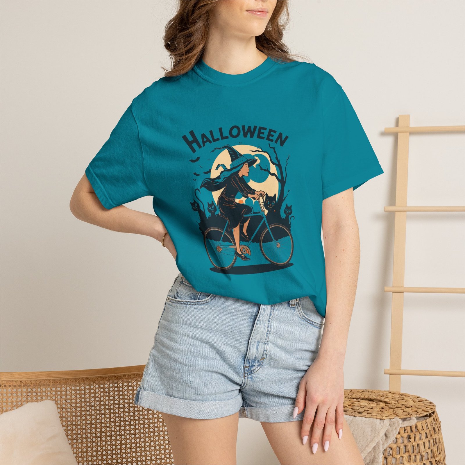 Halloween Witch Bike T-Shirt - Image 40
