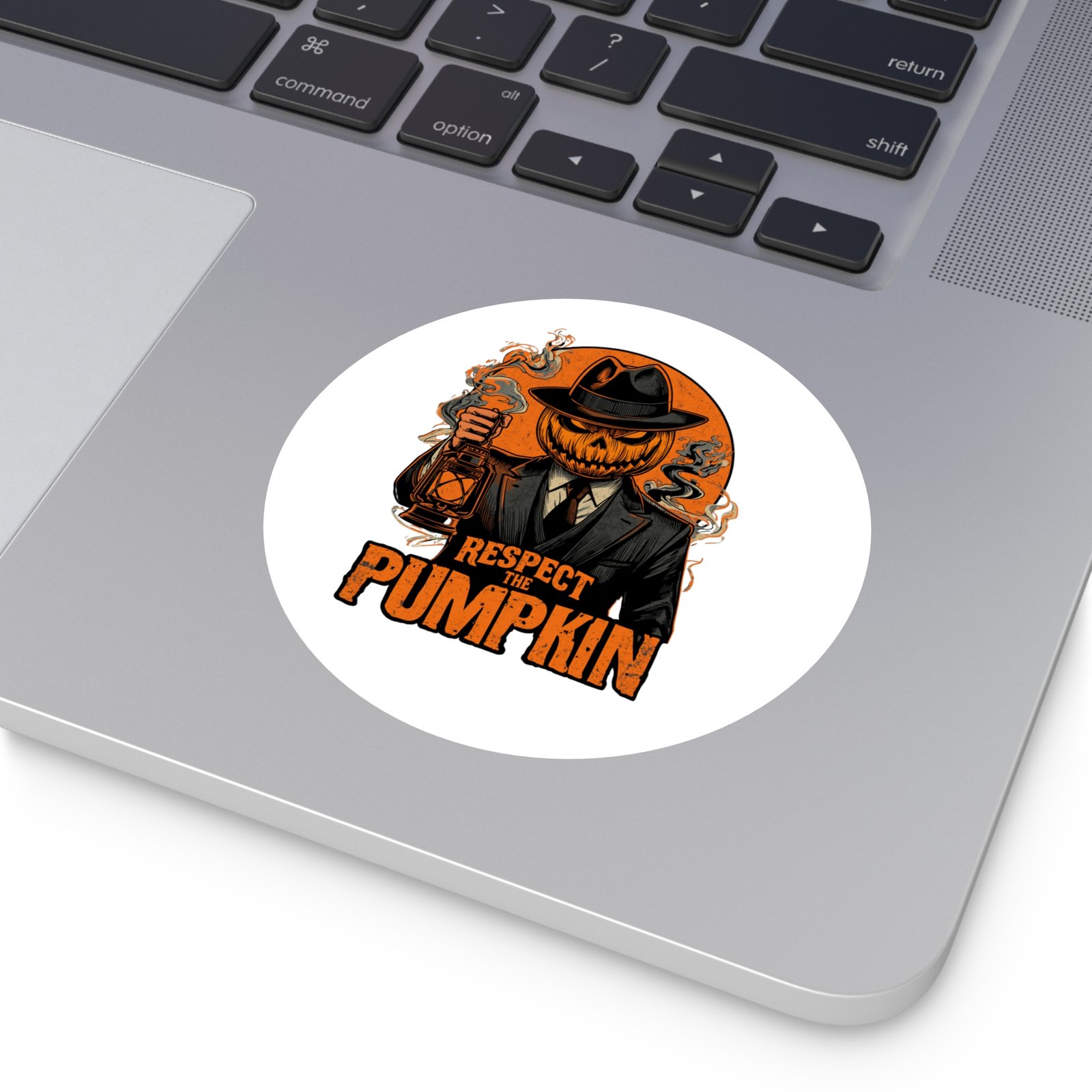 Round Sticker — "Respect the Pumpkin" Jack-O’-Lantern Horror Vinyl Sticker - Image 12