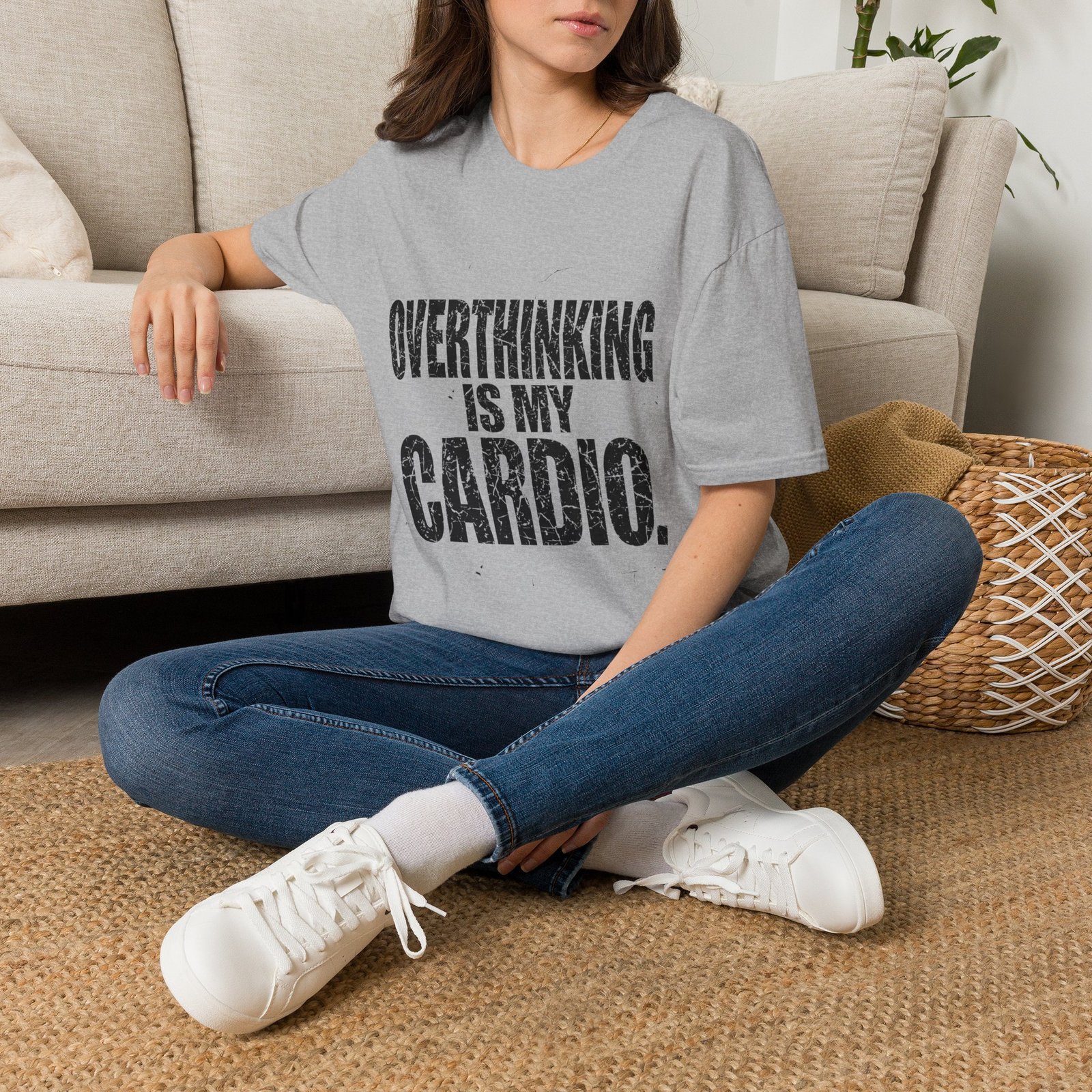 Overthinking Is My Cardio T-Shirt – Funny Introvert Graphic Tee - Image 8
