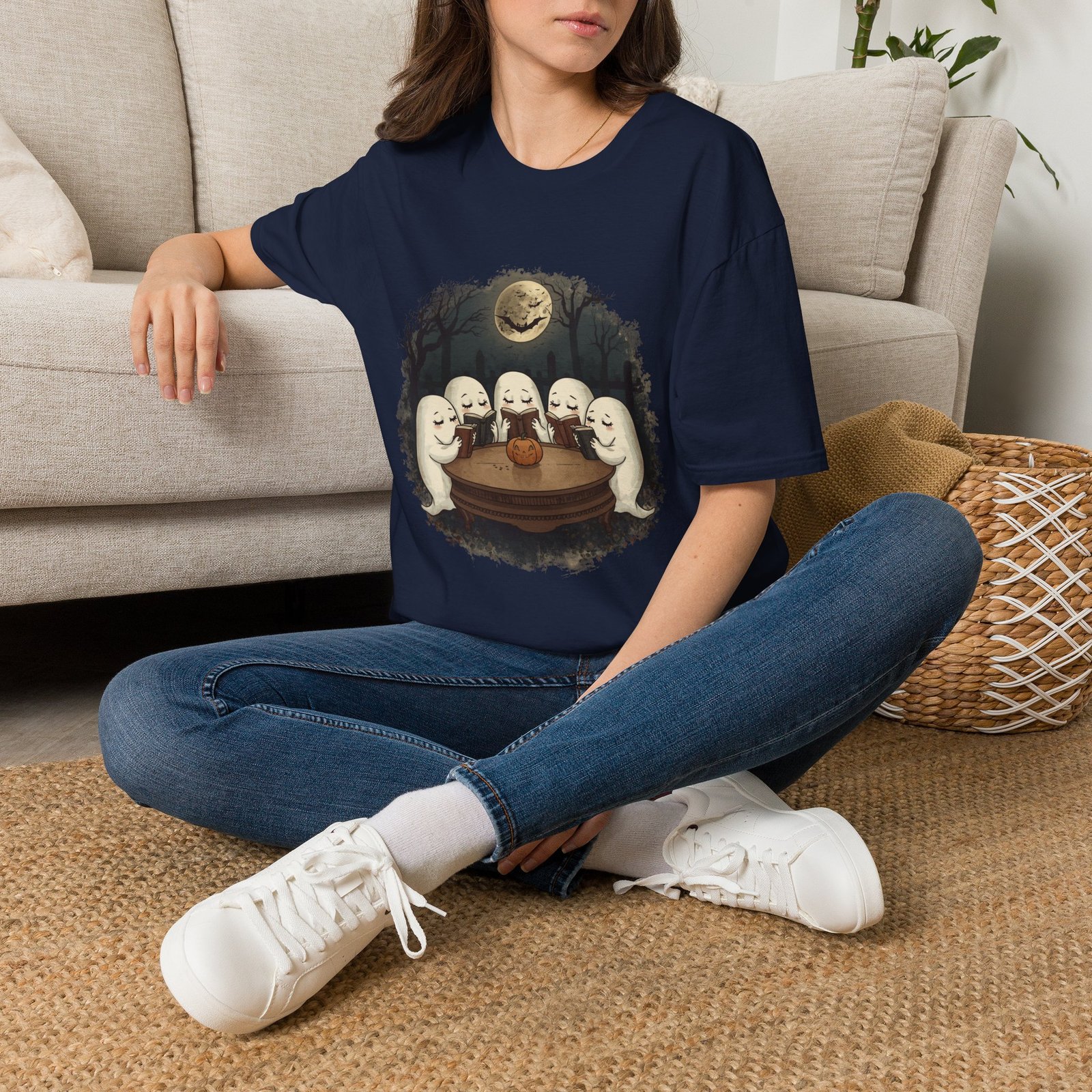 Ghost Book Club T-Shirt | Cute Halloween Reading Ghosts Tee | Spooky Fall Unisex Shirt - Image 27