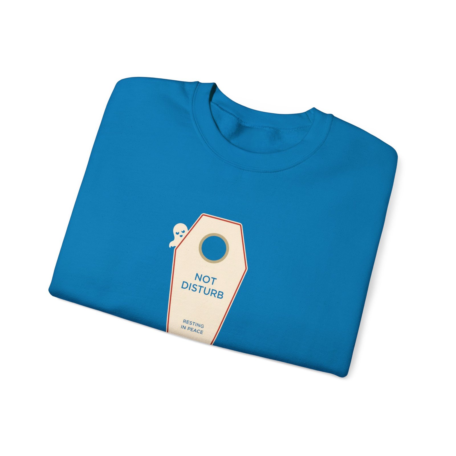 Crewneck Sweatshirt — 'Not Disturb' Coffin Door Hanger Graphic - Image 27