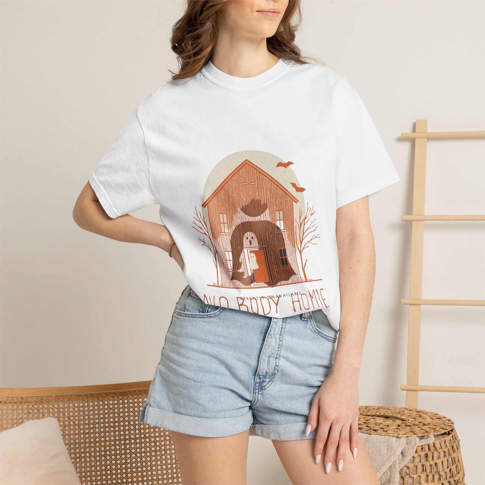 No Body Home T-Shirt – Funny Ghost Haunted House Halloween Tee - Image 4