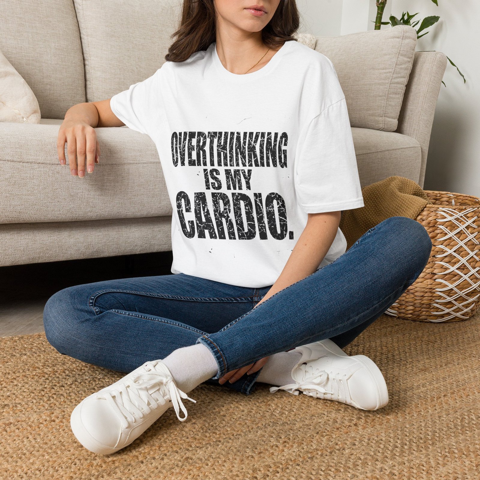 Overthinking Is My Cardio T-Shirt – Funny Introvert Graphic Tee - Image 2