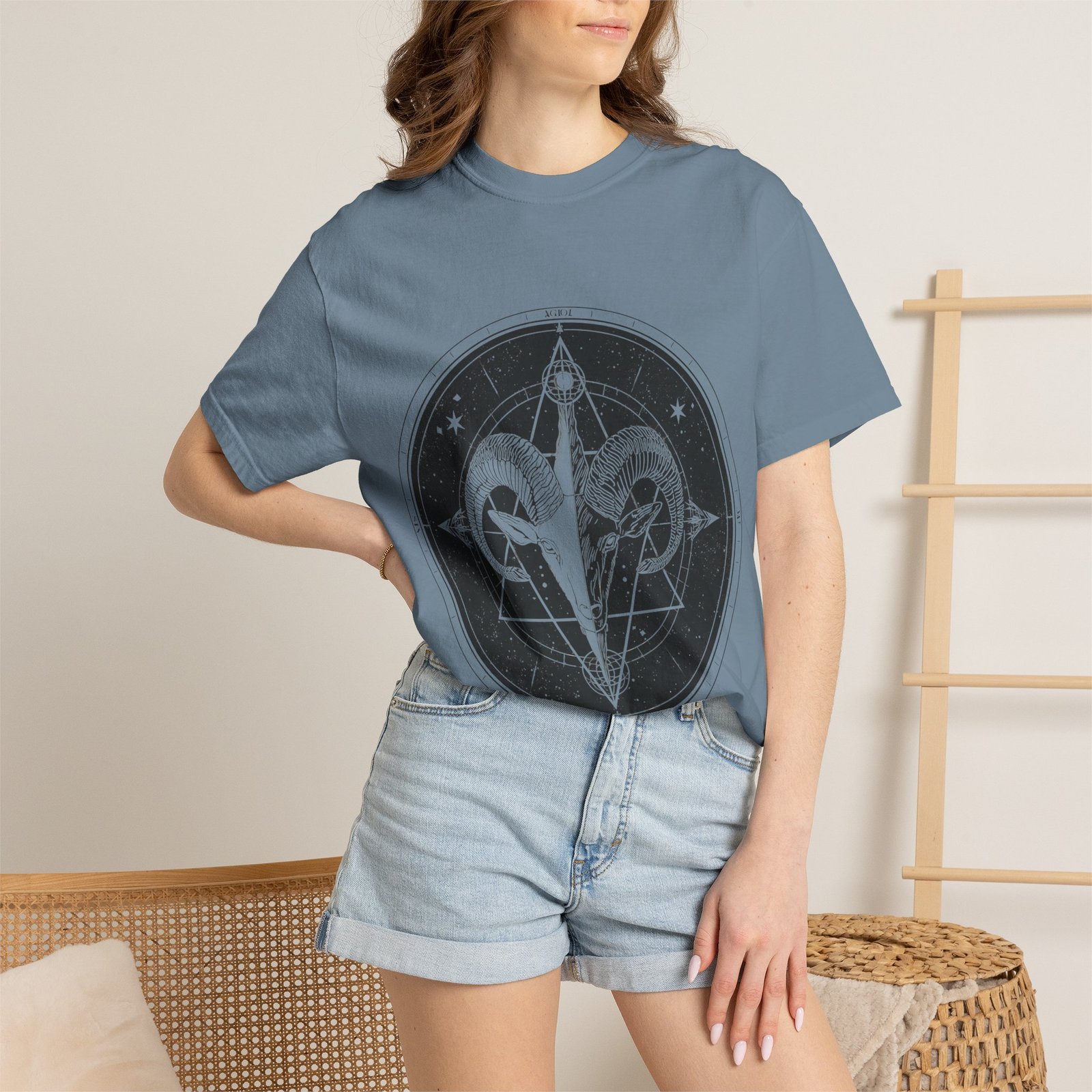 Mystic Ram Compass T-Shirt — Geometric Occult Graphic Tee - Image 28