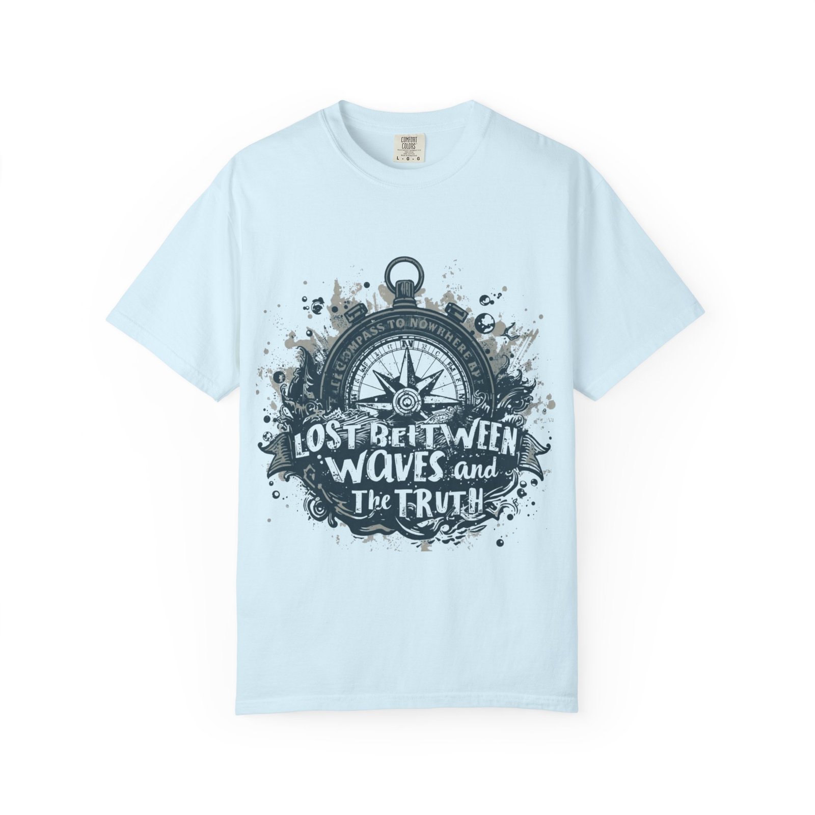 Compass & Waves Graphic T-Shirt — "Lost Between Waves and the Truth" Nautical Tee - Image 19