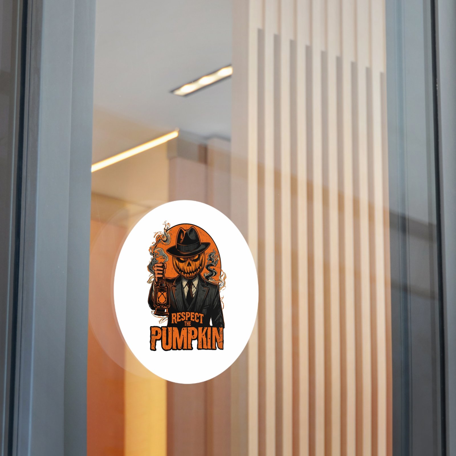 Round Sticker — "Respect the Pumpkin" Jack-O’-Lantern Horror Vinyl Sticker - Image 19
