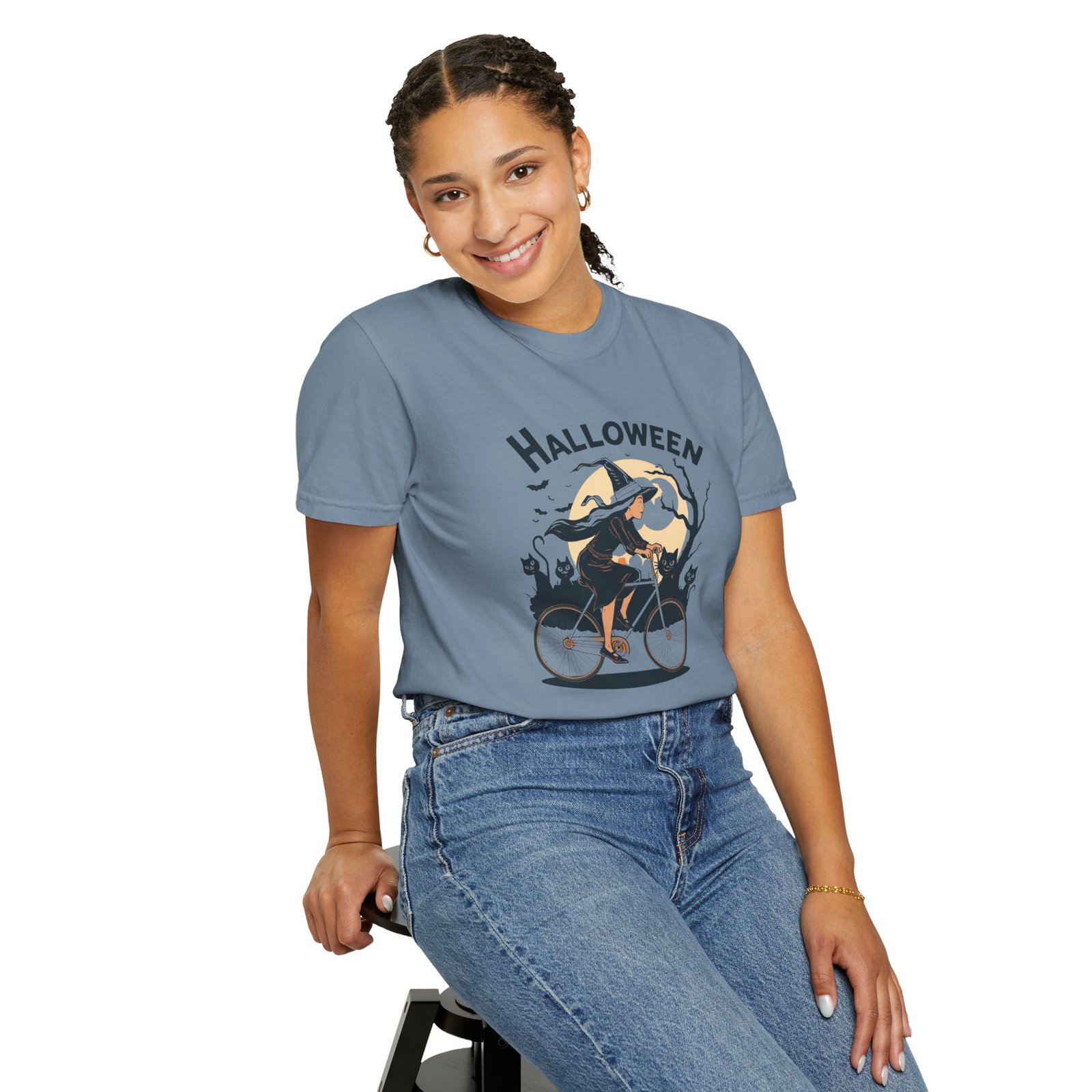 Halloween Witch Bike T-Shirt - Image 48
