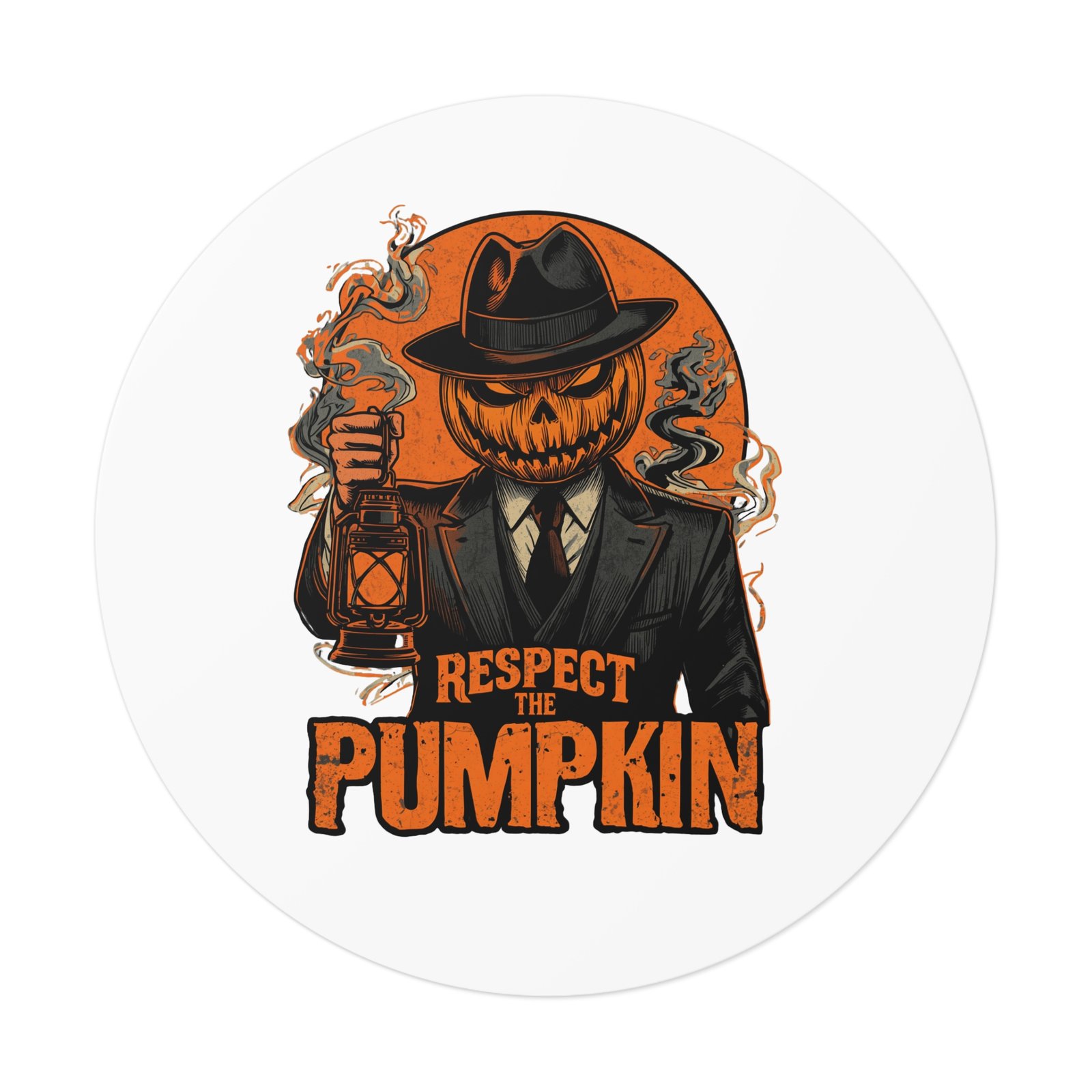 Round Sticker — "Respect the Pumpkin" Jack-O’-Lantern Horror Vinyl Sticker - Image 17