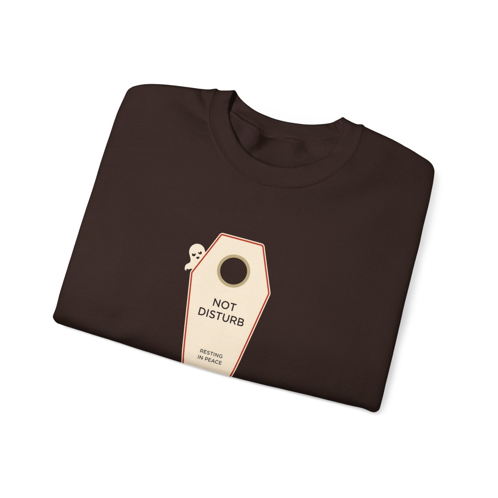 Crewneck Sweatshirt — 'Not Disturb' Coffin Door Hanger Graphic - Image 7