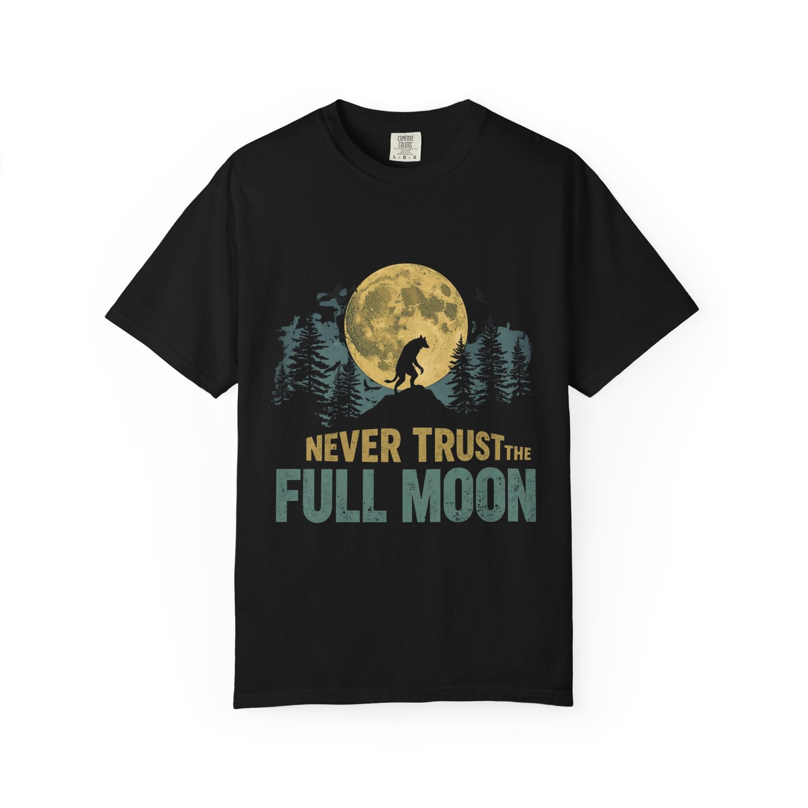 Never Trust The Full Moon Werewolf Graphic T-Shirt | Vintage Horror Moon Tee - Image 42