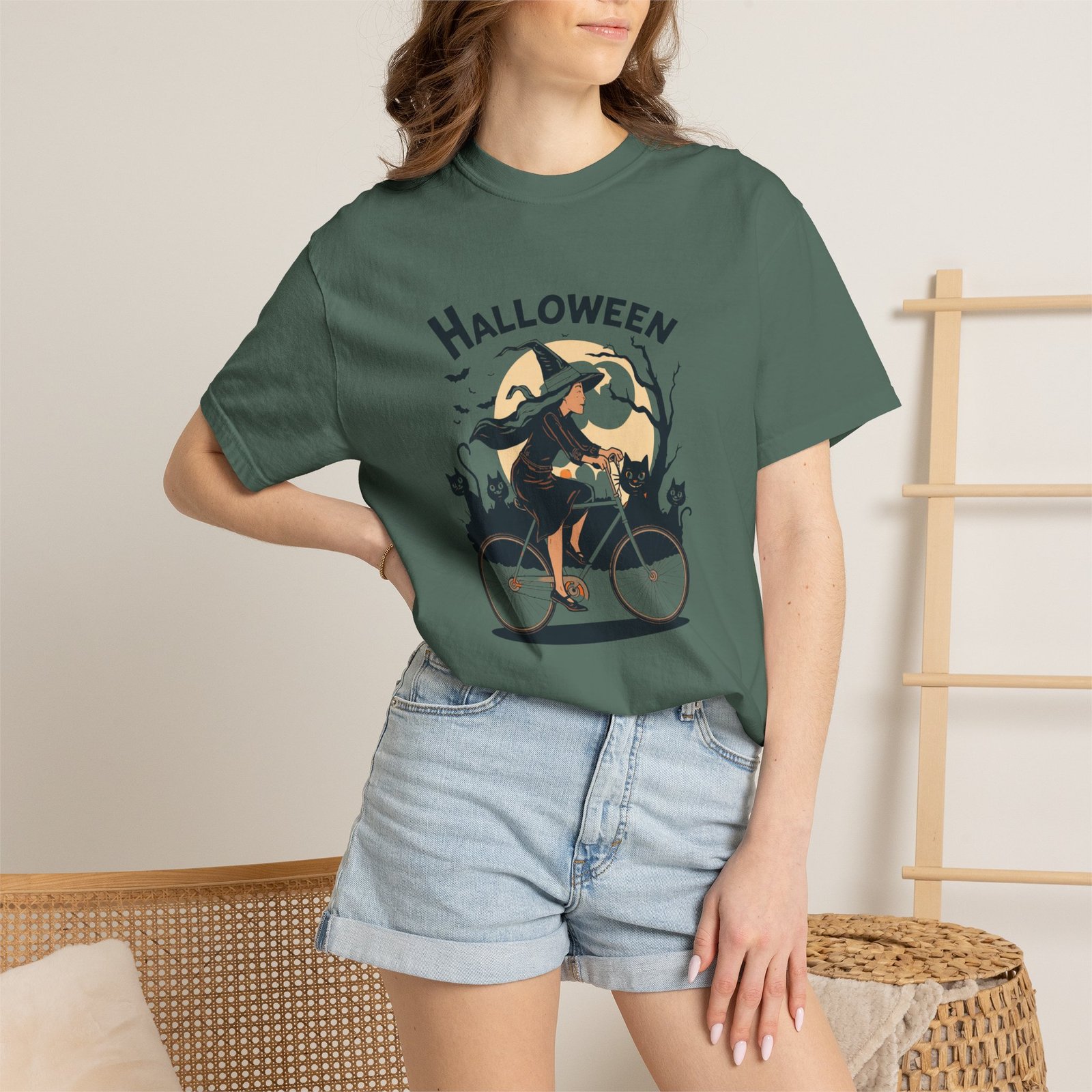 Halloween Witch Bike T-Shirt - Image 34