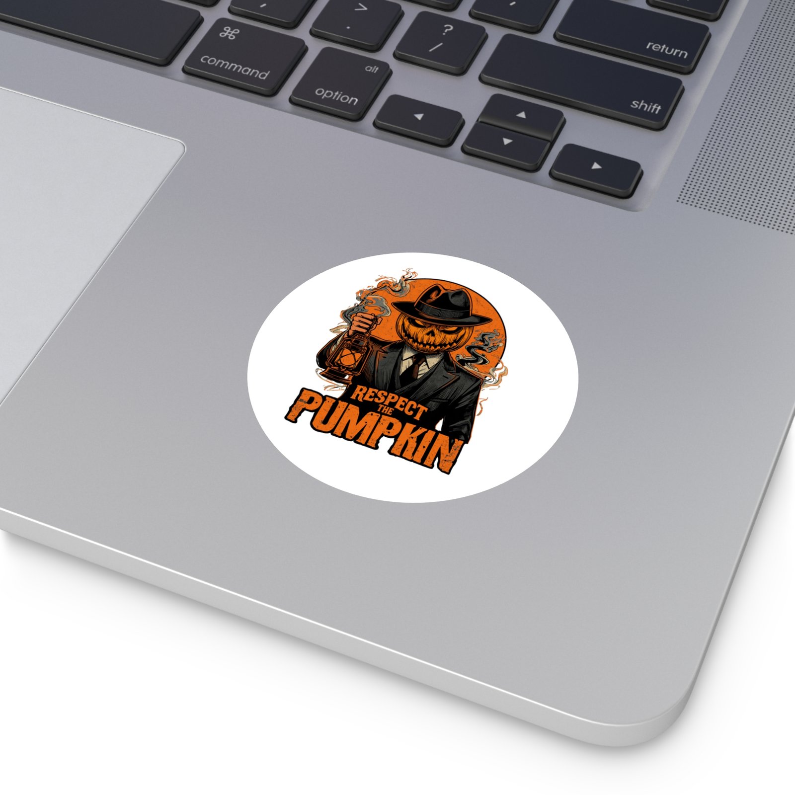 Round Sticker — "Respect the Pumpkin" Jack-O’-Lantern Horror Vinyl Sticker - Image 8