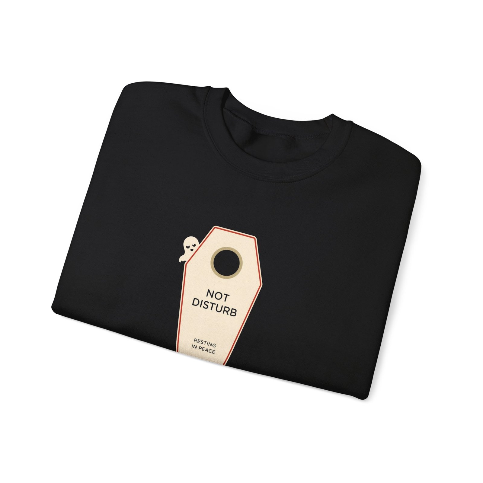 Crewneck Sweatshirt — 'Not Disturb' Coffin Door Hanger Graphic - Image 3