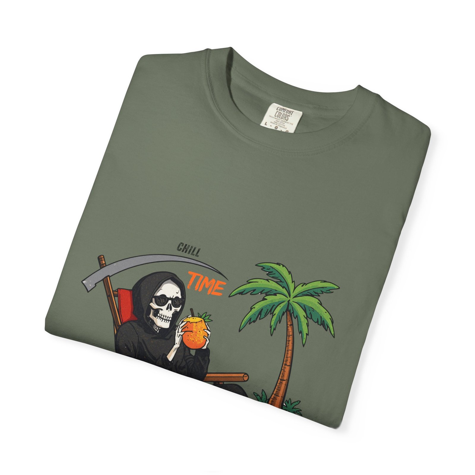 Time to Relax Grim Reaper Beach T-Shirt | Funny Skeleton Summer Graphic Tee - Image 11