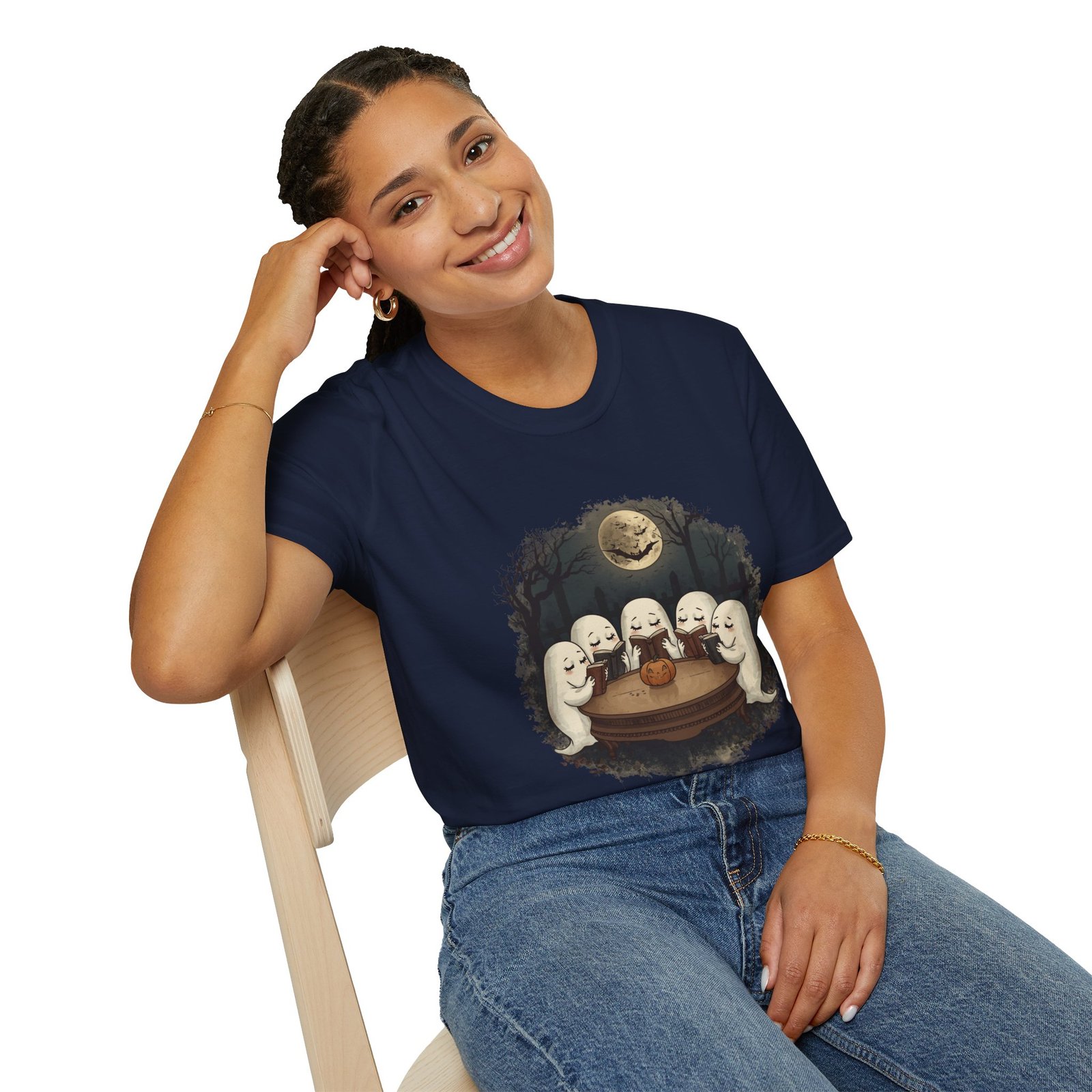 Ghost Book Club T-Shirt | Cute Halloween Reading Ghosts Tee | Spooky Fall Unisex Shirt - Image 30