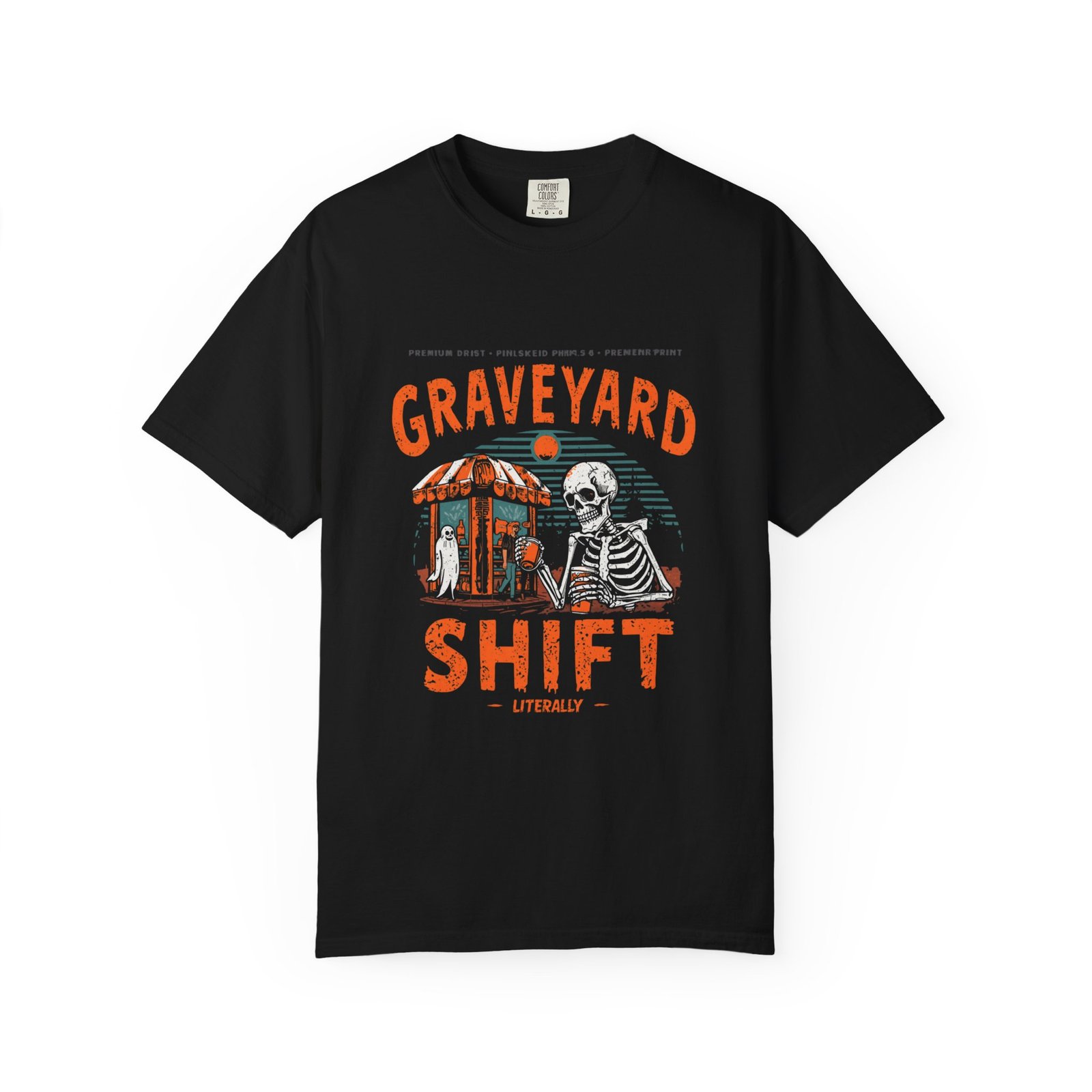 Graveyard Shift T-Shirt – Funny Skeleton Halloween Graphic Tee - Image 23