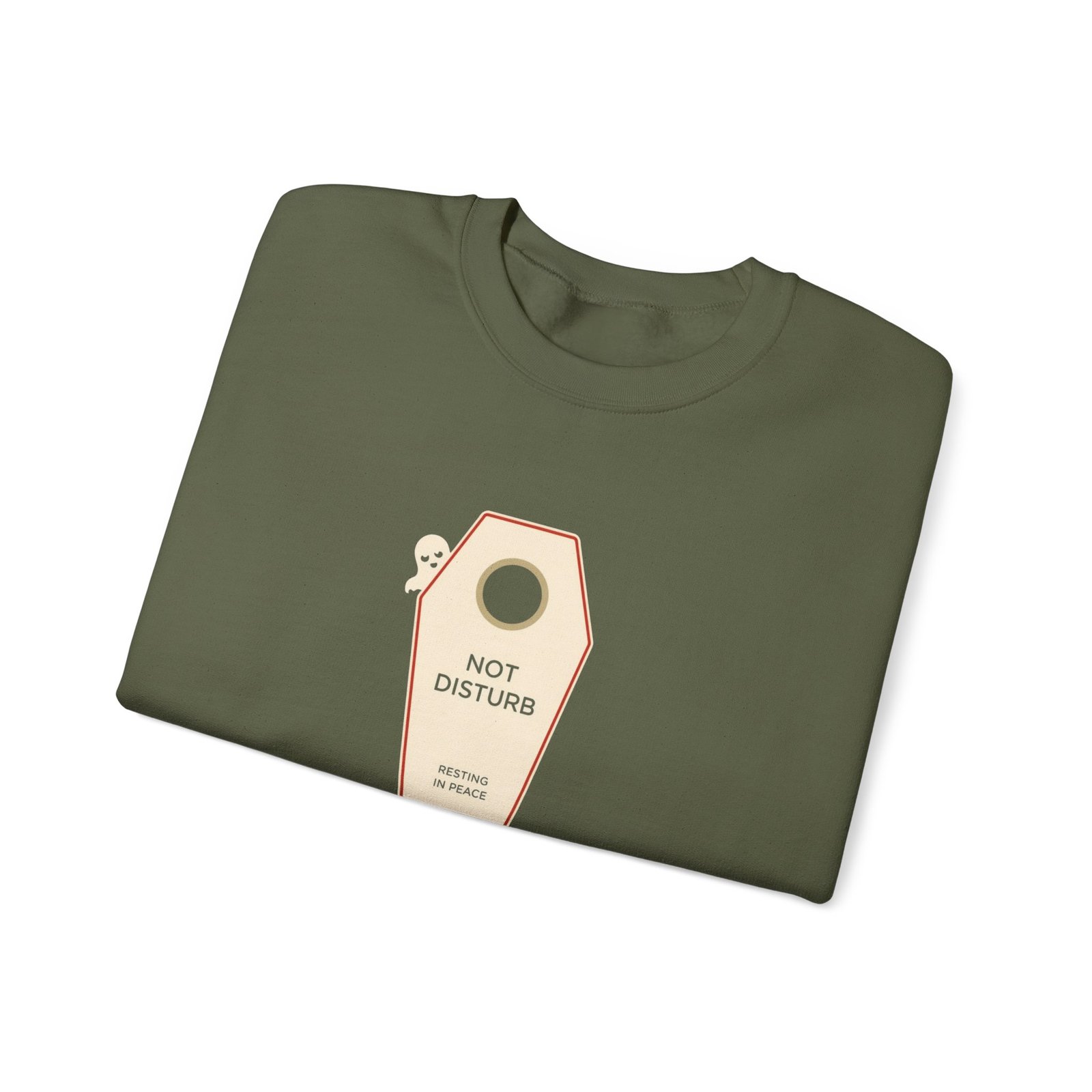Crewneck Sweatshirt — 'Not Disturb' Coffin Door Hanger Graphic - Image 11