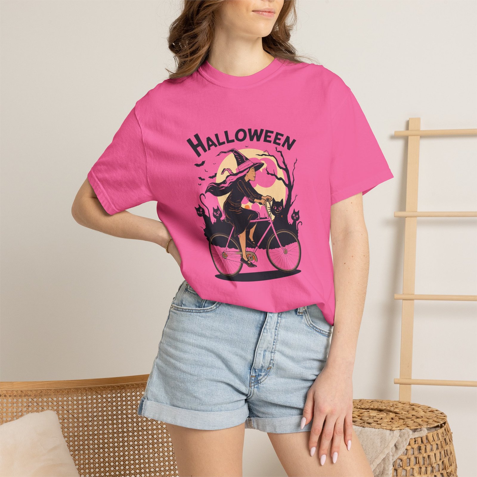 Halloween Witch Bike T-Shirt - Image 58