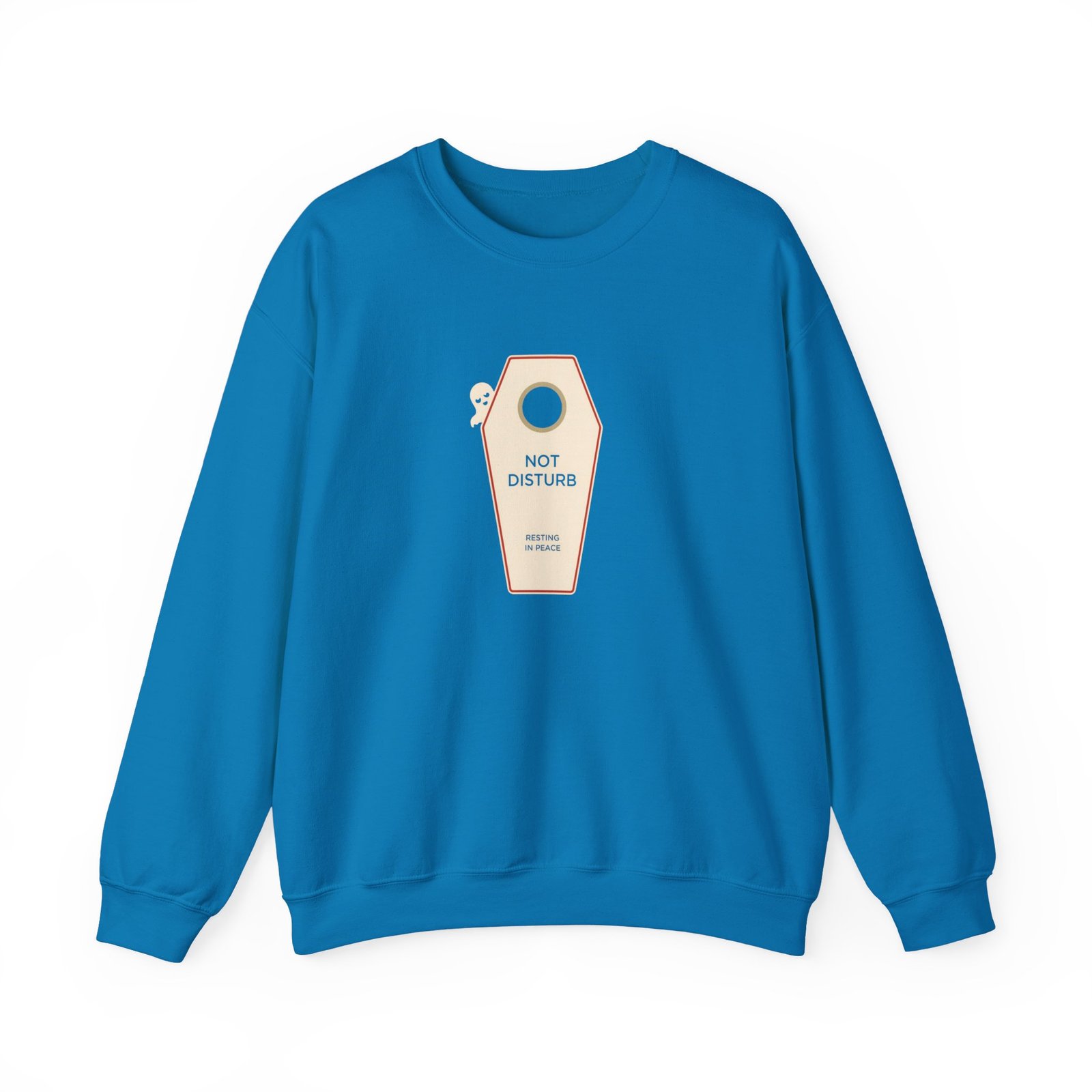 Crewneck Sweatshirt — 'Not Disturb' Coffin Door Hanger Graphic - Image 25