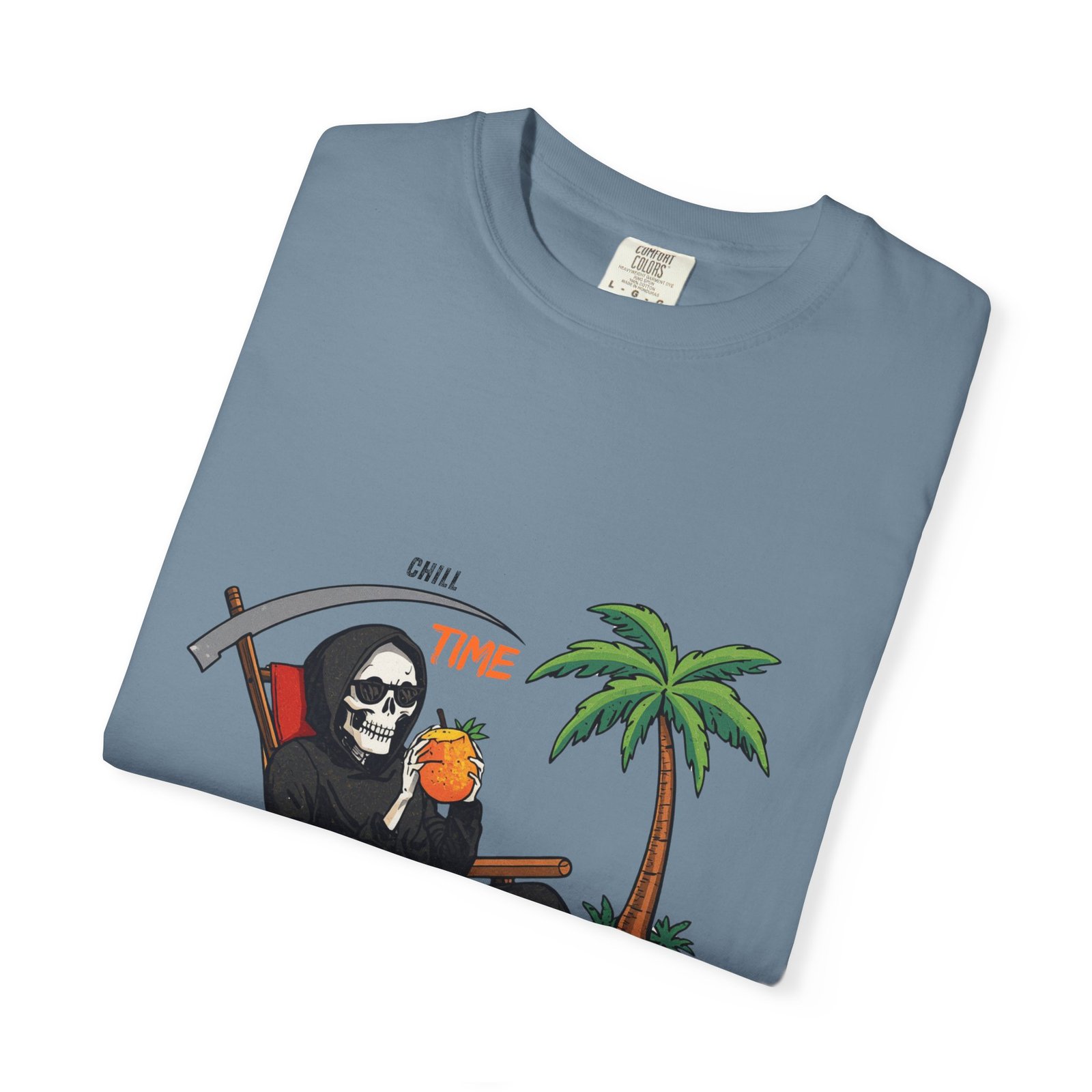 Time to Relax Grim Reaper Beach T-Shirt | Funny Skeleton Summer Graphic Tee - Image 25
