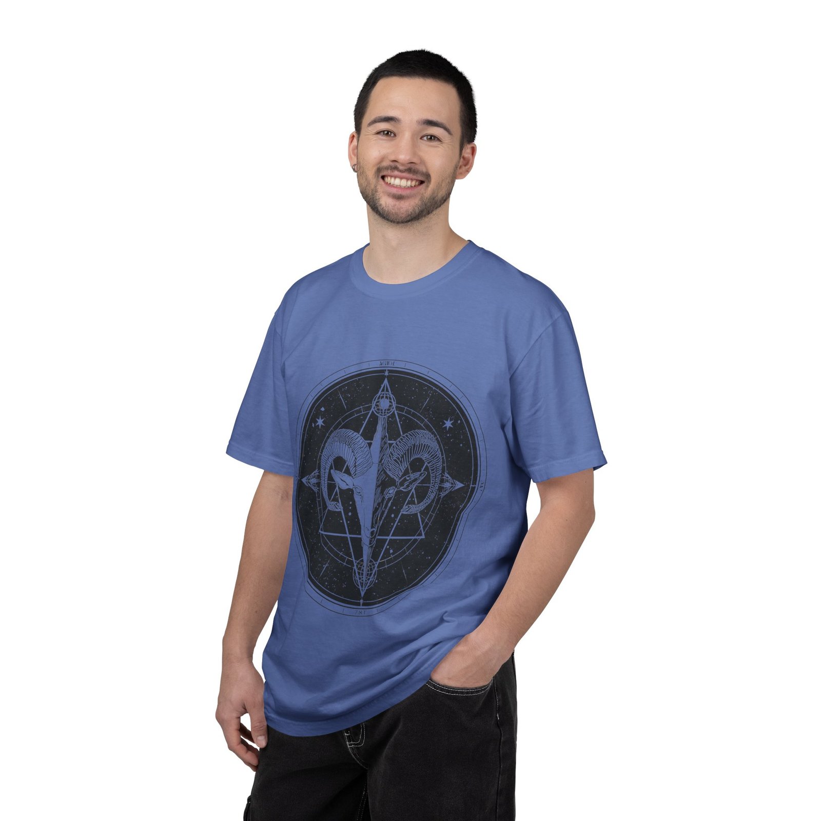 Mystic Ram Compass T-Shirt — Geometric Occult Graphic Tee - Image 20