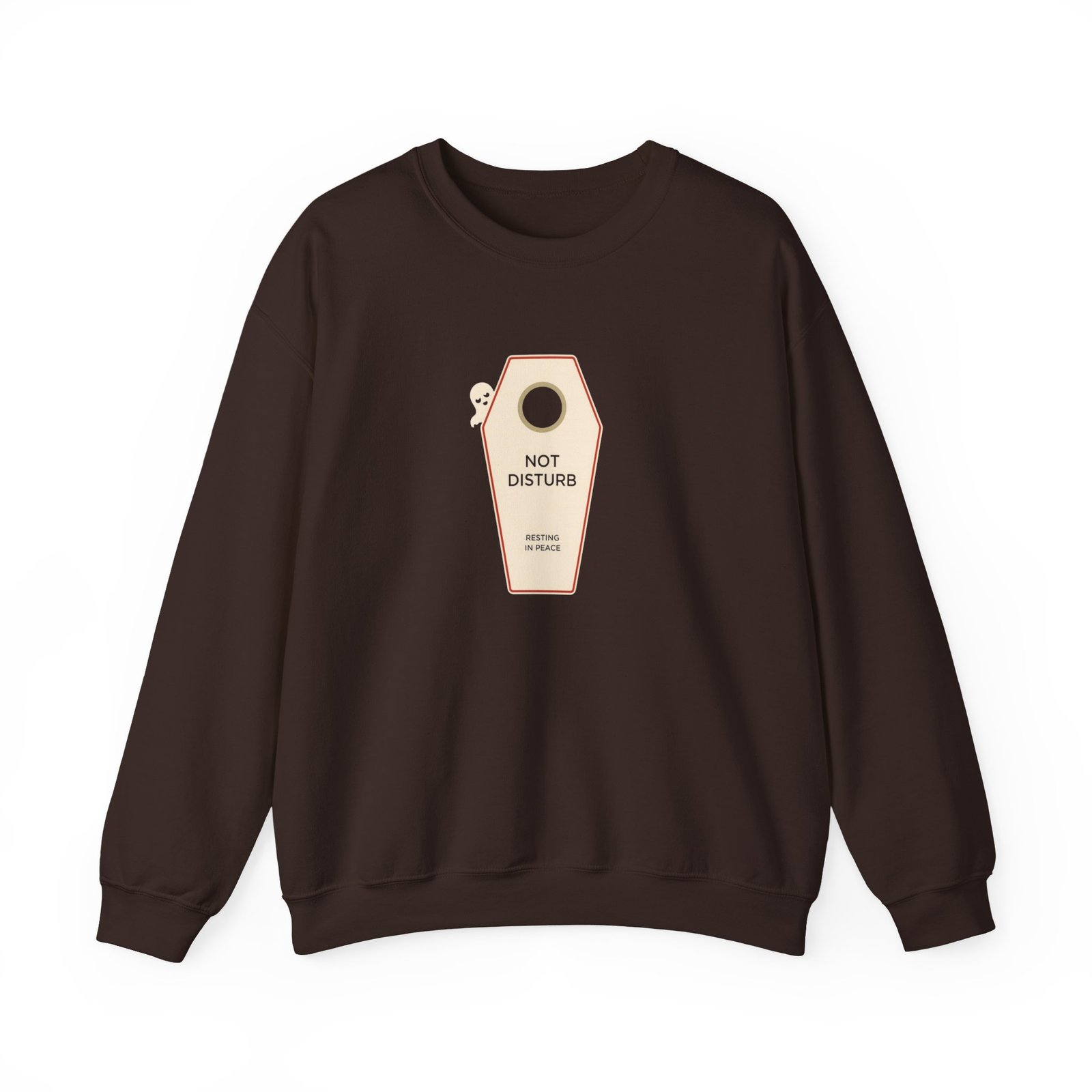 Crewneck Sweatshirt — 'Not Disturb' Coffin Door Hanger Graphic - Image 5