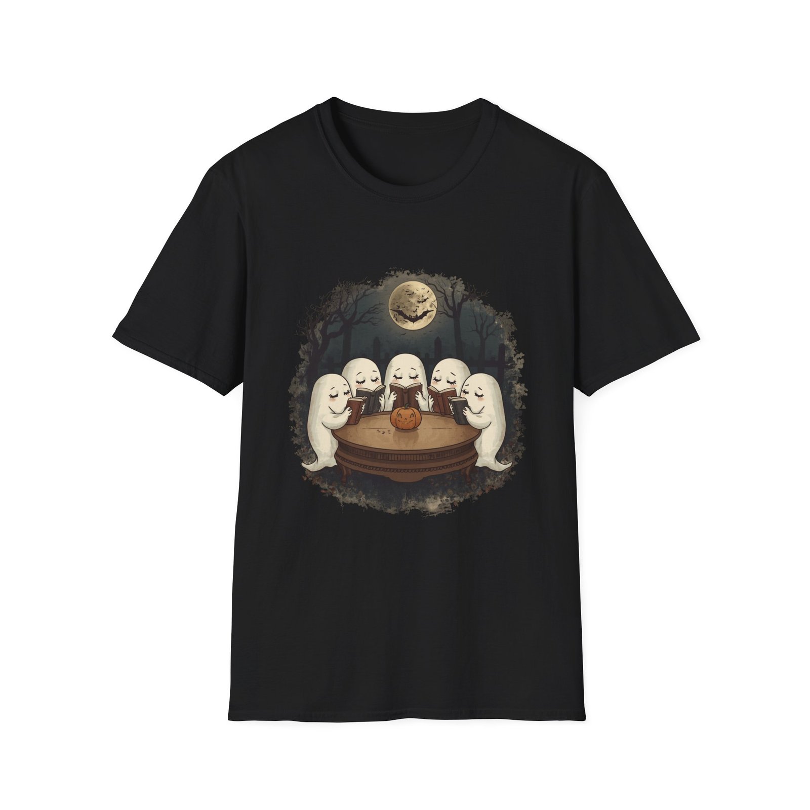 Ghost Book Club T-Shirt | Cute Halloween Reading Ghosts Tee | Spooky Fall Unisex Shirt - Image 10