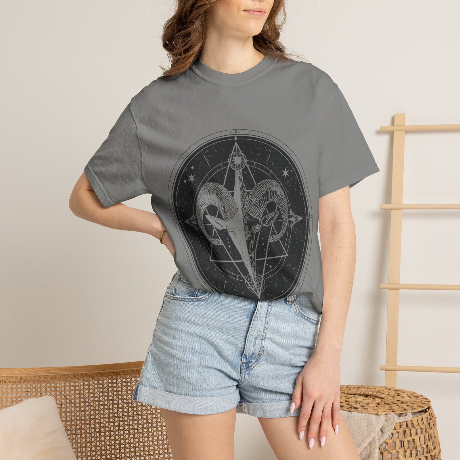 Mystic Ram Compass T-Shirt — Geometric Occult Graphic Tee - Image 23