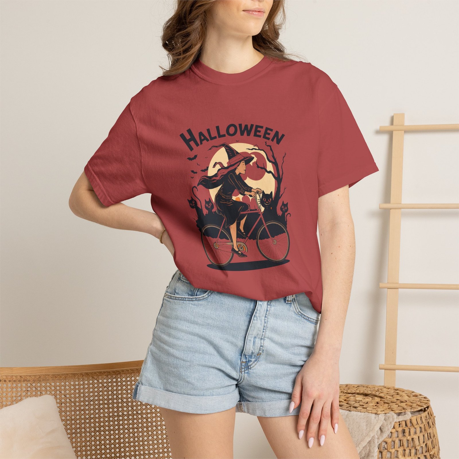 Halloween Witch Bike T-Shirt - Image 64