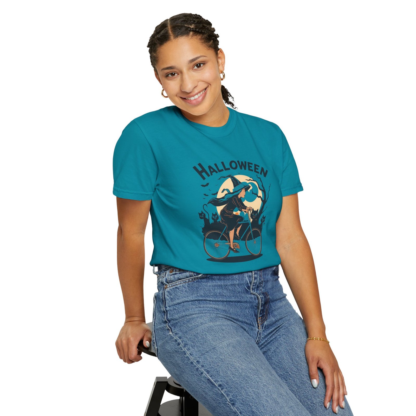 Halloween Witch Bike T-Shirt - Image 42