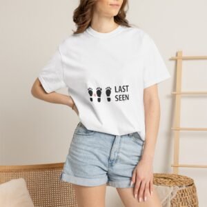 T-Shirt — "Last Seen" Footprints Graphic Tee