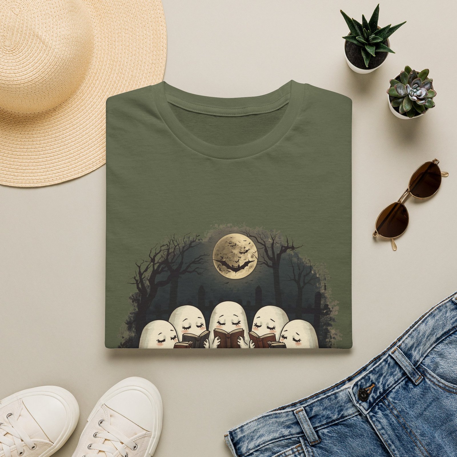Ghost Book Club T-Shirt | Cute Halloween Reading Ghosts Tee | Spooky Fall Unisex Shirt - Image 20