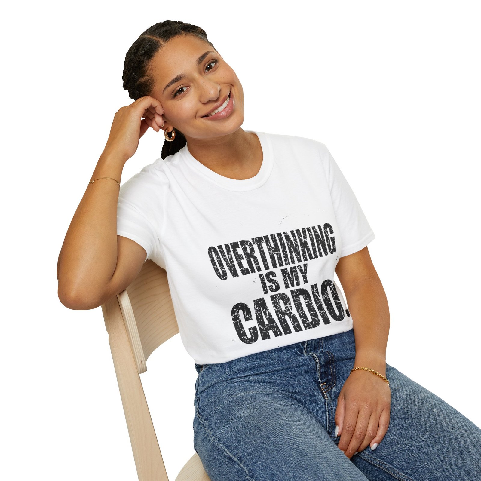 Overthinking Is My Cardio T-Shirt – Funny Introvert Graphic Tee - Image 5