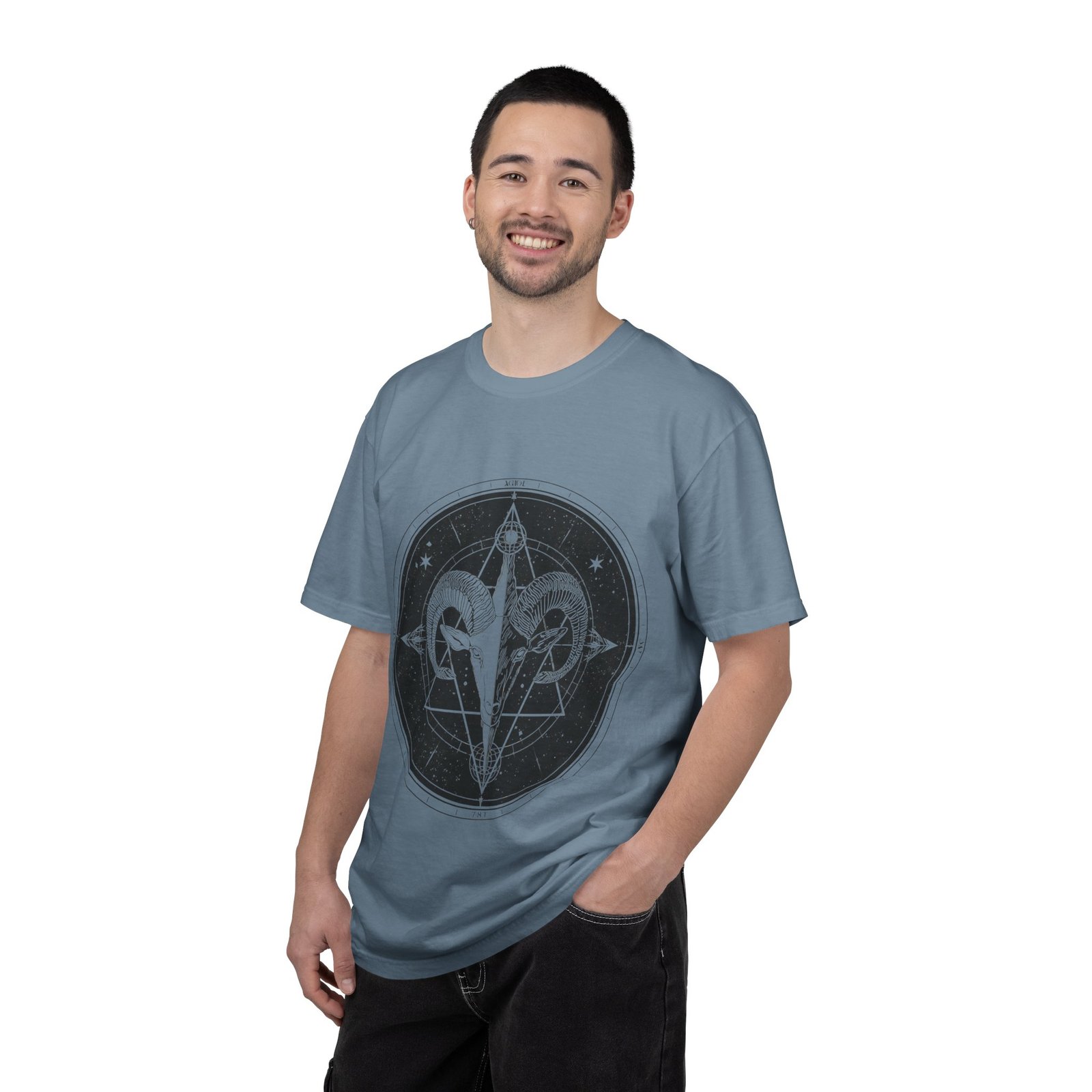 Mystic Ram Compass T-Shirt — Geometric Occult Graphic Tee - Image 29