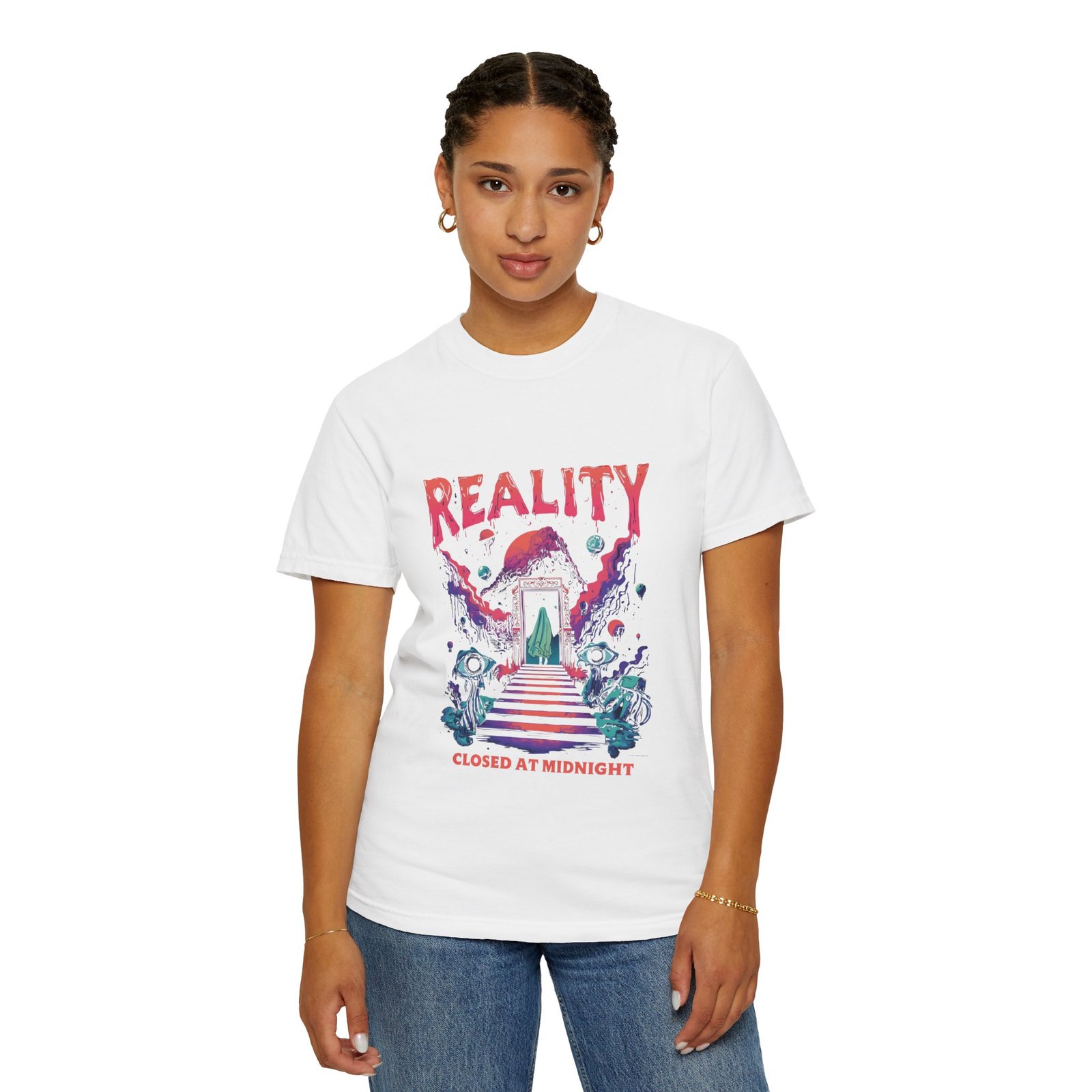 Reality Closed at Midnight T-Shirt – Psychedelic Ghost Halloween Tee - Image 6