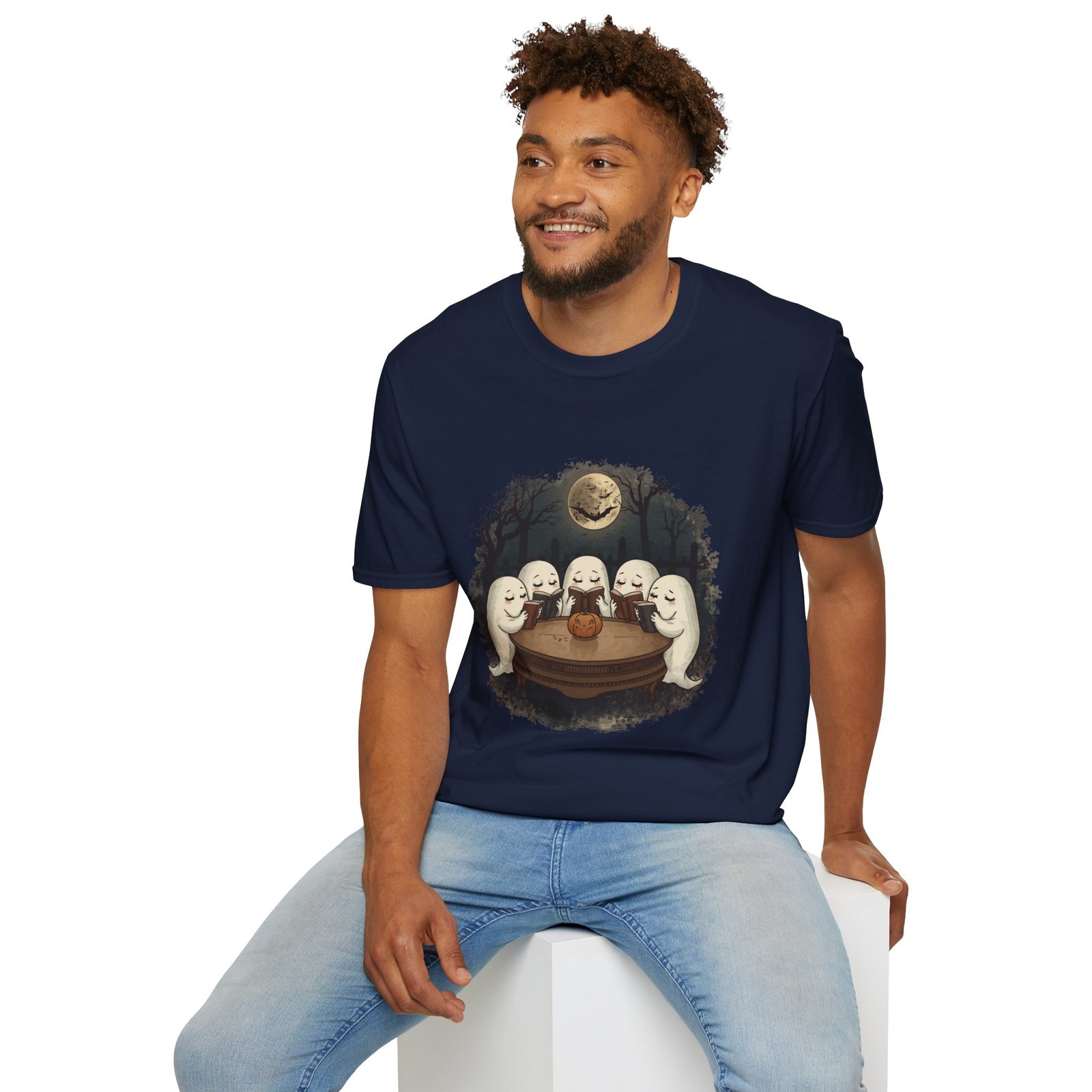 Ghost Book Club T-Shirt | Cute Halloween Reading Ghosts Tee | Spooky Fall Unisex Shirt - Image 31