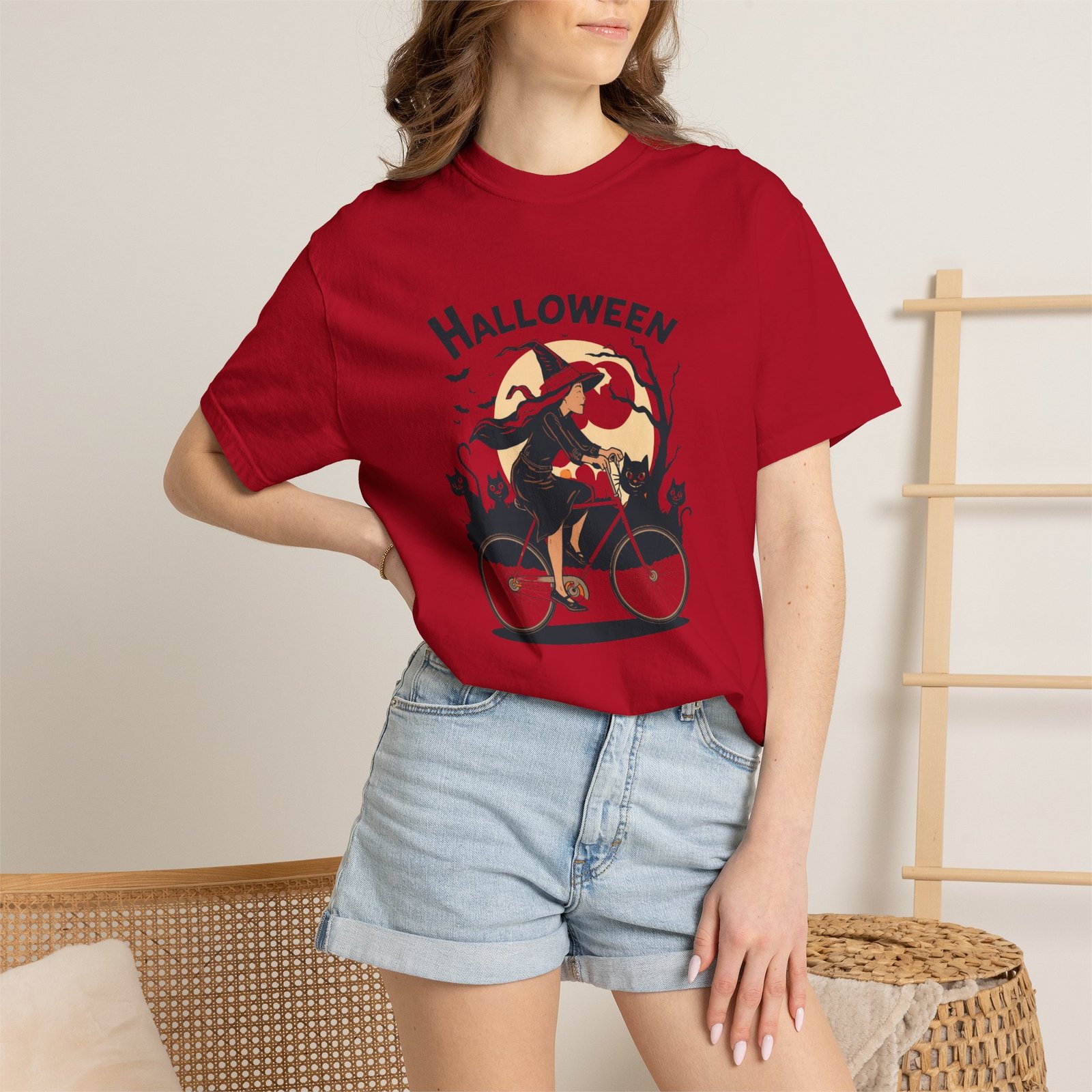 Halloween Witch Bike T-Shirt - Image 70