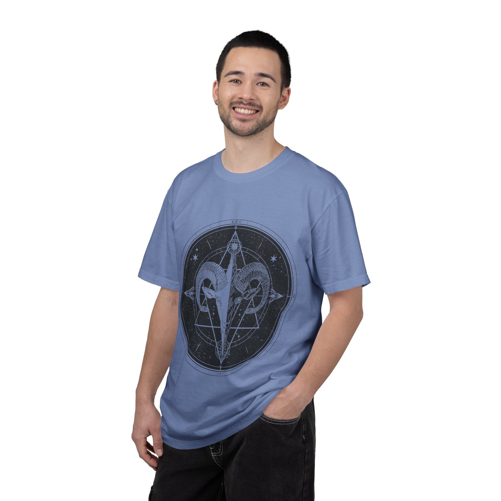 Mystic Ram Compass T-Shirt — Geometric Occult Graphic Tee - Image 17