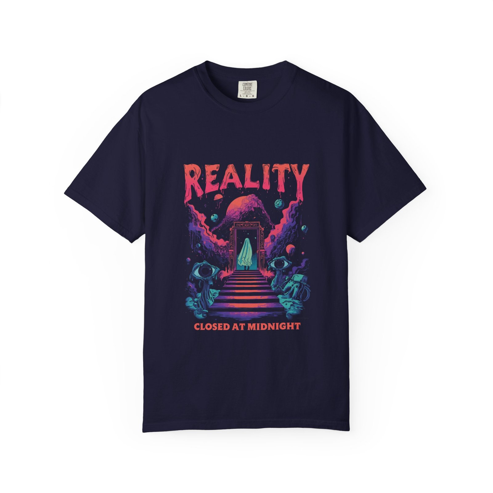 Reality Closed at Midnight T-Shirt – Psychedelic Ghost Halloween Tee - Image 9