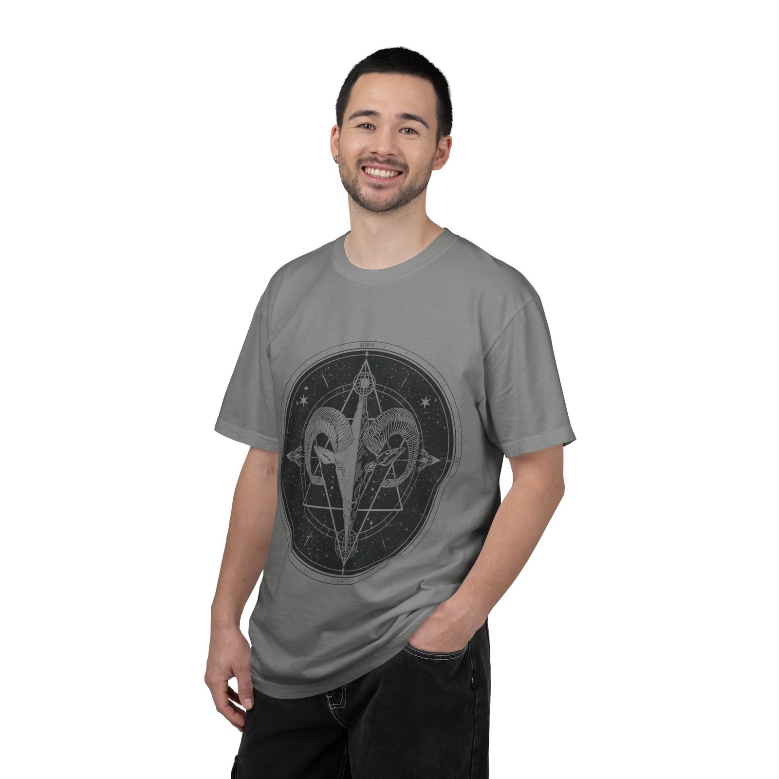 Mystic Ram Compass T-Shirt — Geometric Occult Graphic Tee - Image 25
